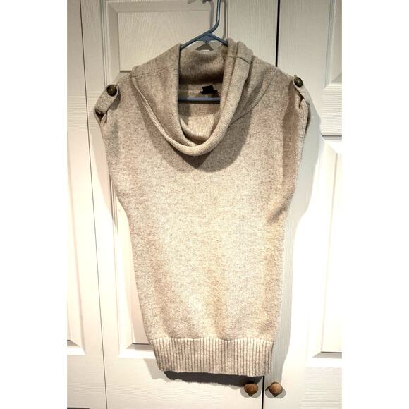 Cowl Neck Sleeveless Knit Sweater Dress Tunic Top Button Detail - Picture 3 of 7